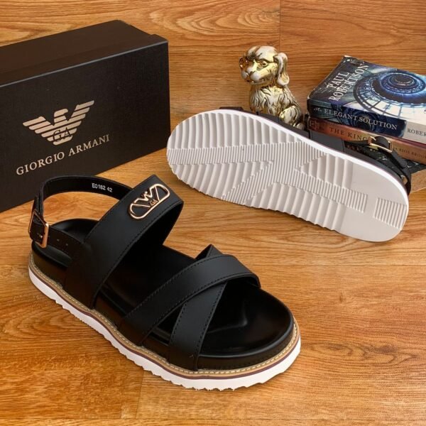 Armani Men’s Cross-Strap Leather  Sandals