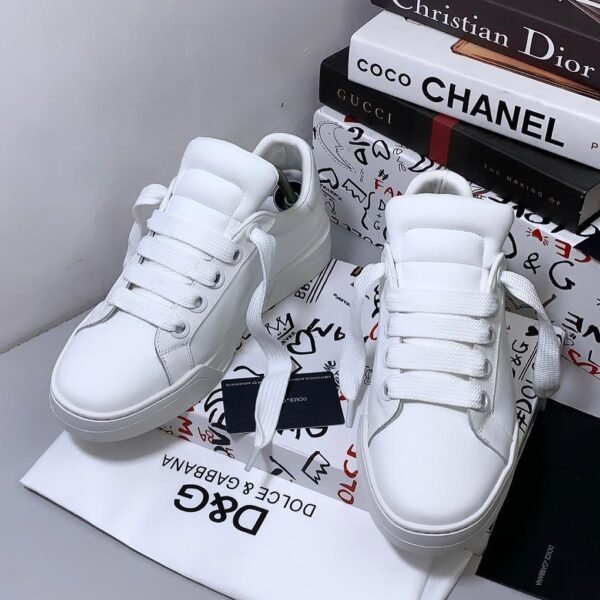 Dolce & Gabbana Calfskin Low-Top Sneakers with Wide Laces