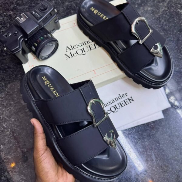 Alexander McQueen Double-Strap Buckled Slides