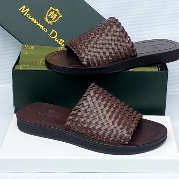 Massimo Dutti Woven Leather Slides