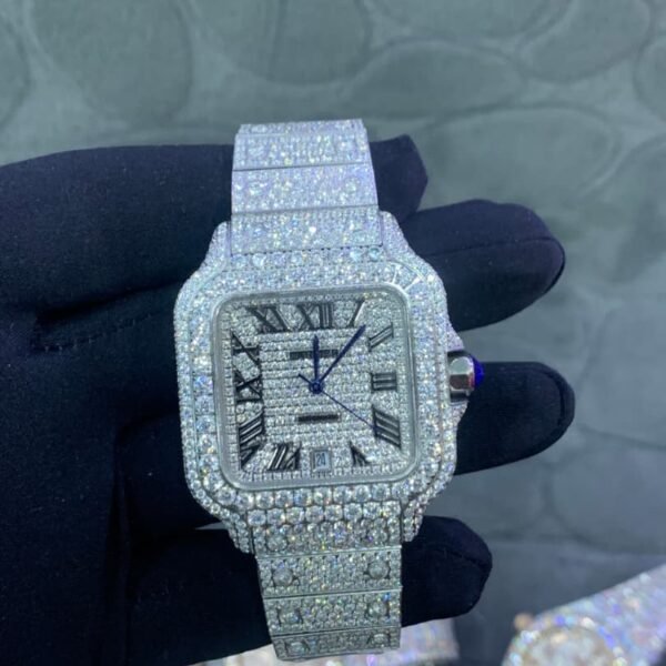 Cartier Santos de Cartier "Iced Out" Two-Tone Diamond Watch