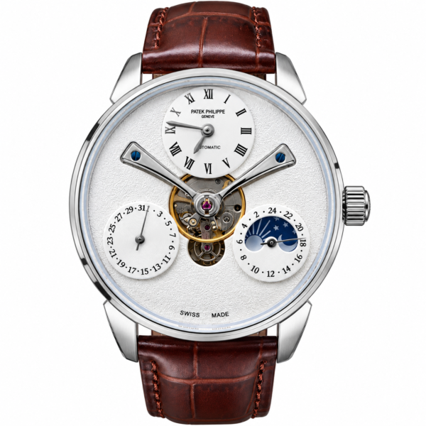 Patek Philippe Silver-Tone  Leather Strap Wristwatch